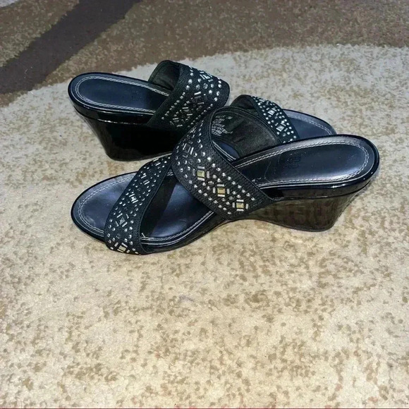 Lms gold and black wedge backless sandal - Picture 3 of 6